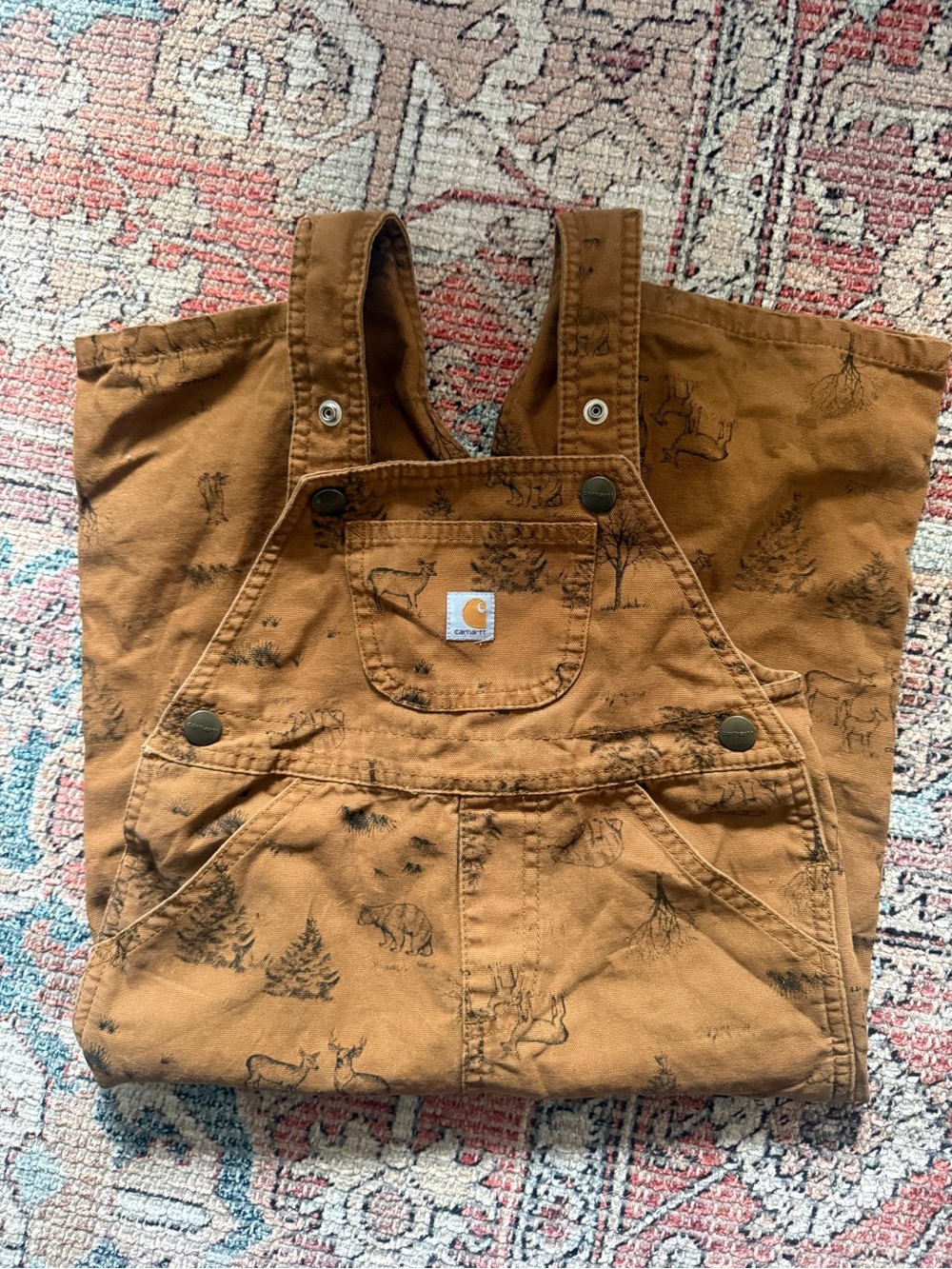 Carhartt Tan/Brown Duck Canvas Overalls with Workwear Detail